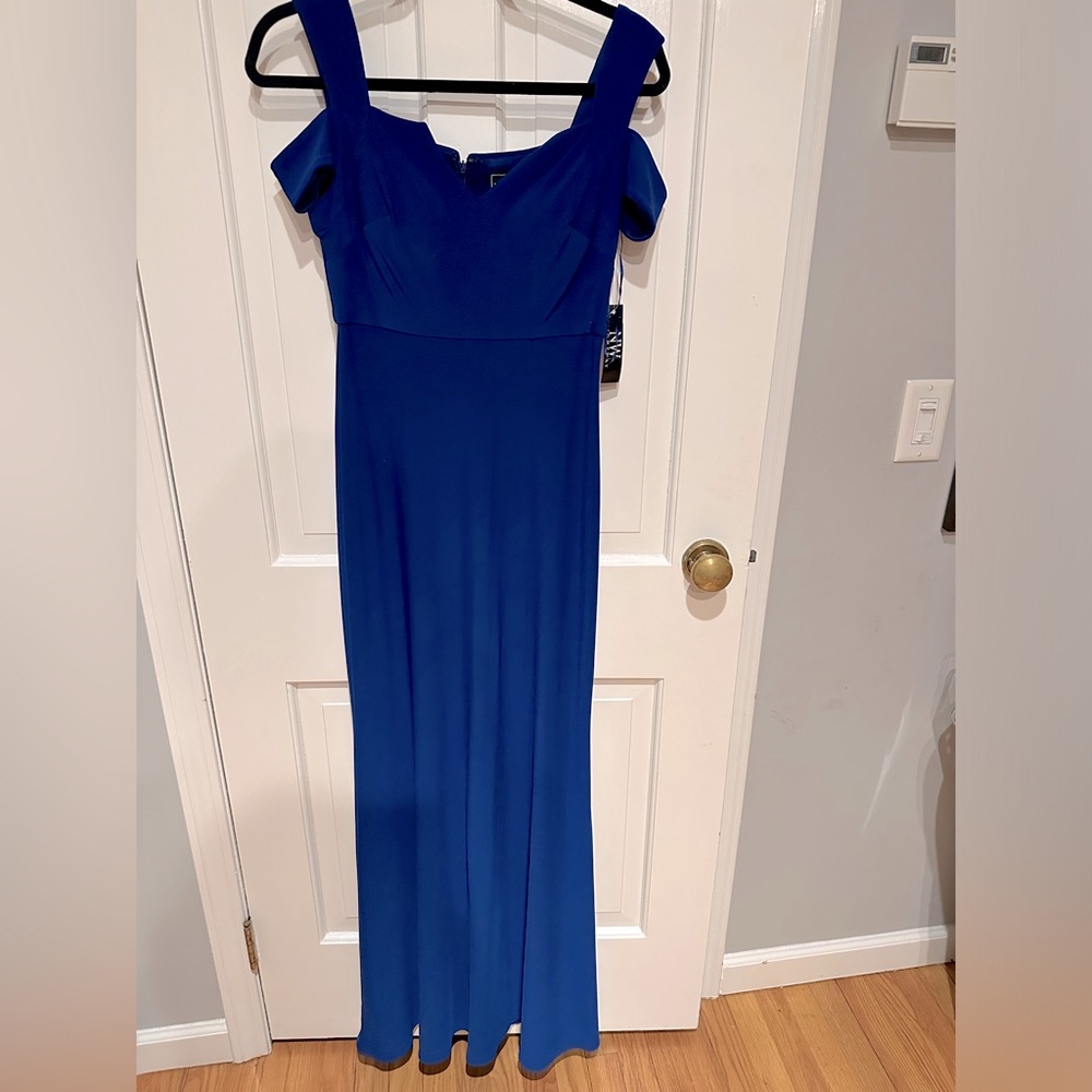 Beautiful off the shoulder royal blue long dress